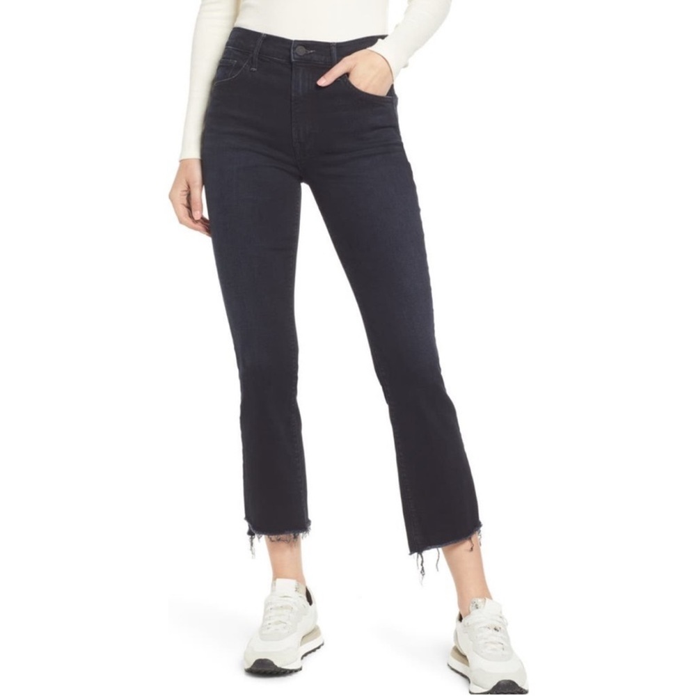 MOTHER The Insider Crop Step Fray Jeans in Night in Paris Size 27 Stretch Denim